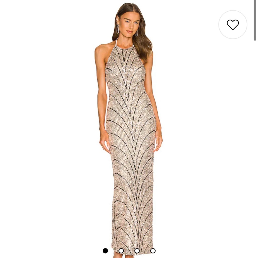 x REVOLVE Coreen Gown in Champagne & Black by Michael Costello
